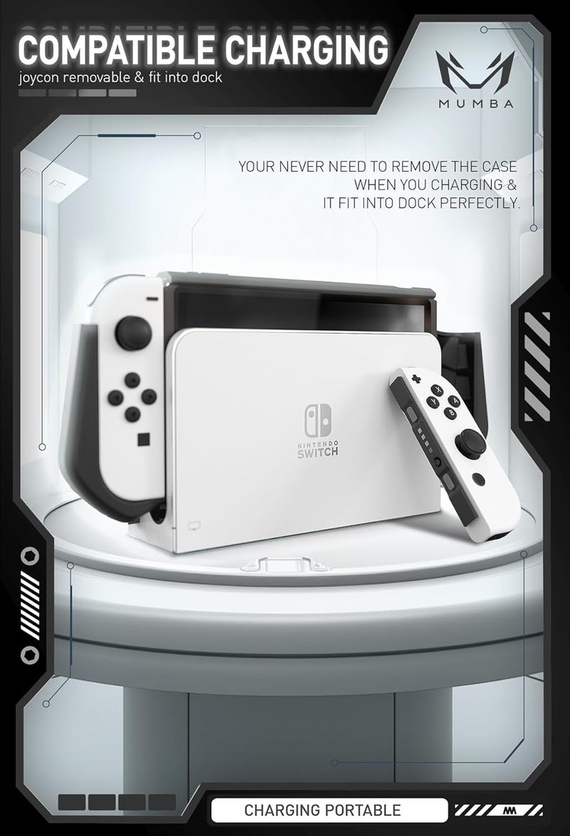 Mumba Dockable Case for Nintendo Switch OLED 2021, [Blade Series] TPU Grip Protective Cover Accessories Compatible with Nintendo Switch OLED 7 Inch and Joy-Con Controller (Cobalt) - Image 3